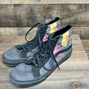 Vans Old Skool SK8 Hi Shoes Women's Size 7 Athletic Canvas Floral Sneakers Black